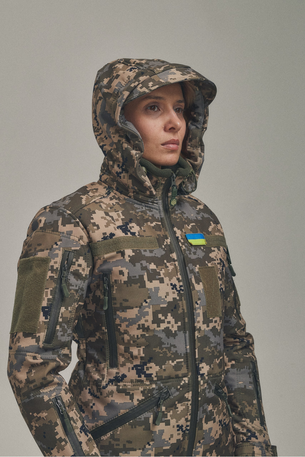 Зимова жіноча куртка Soft Shell 2 в 1 піксель
