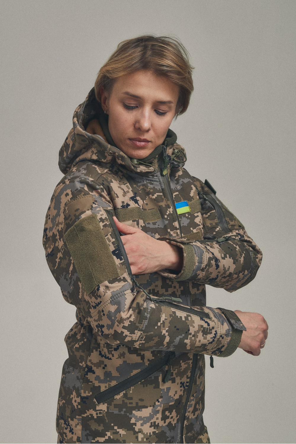 Зимова жіноча куртка Soft Shell 2 в 1 піксель