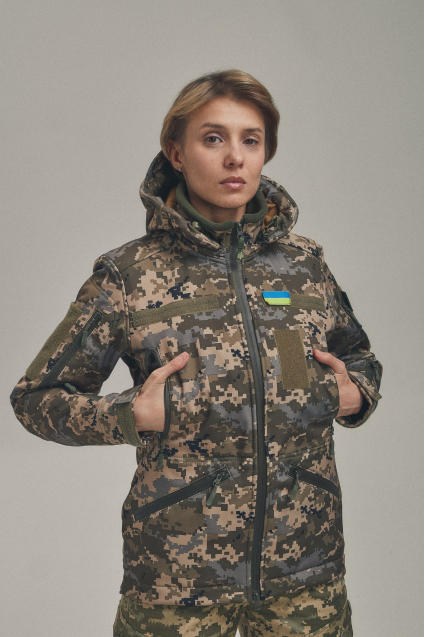 Зимова жіноча куртка Soft Shell 2 в 1 піксель