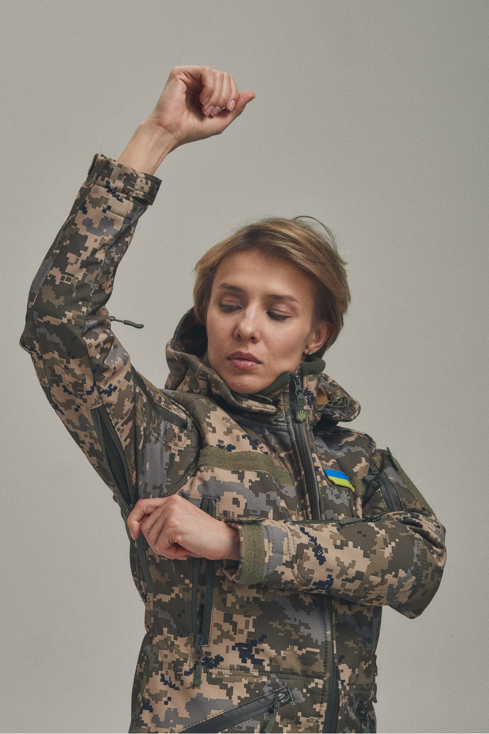 Зимова жіноча куртка Soft Shell 2 в 1 піксель