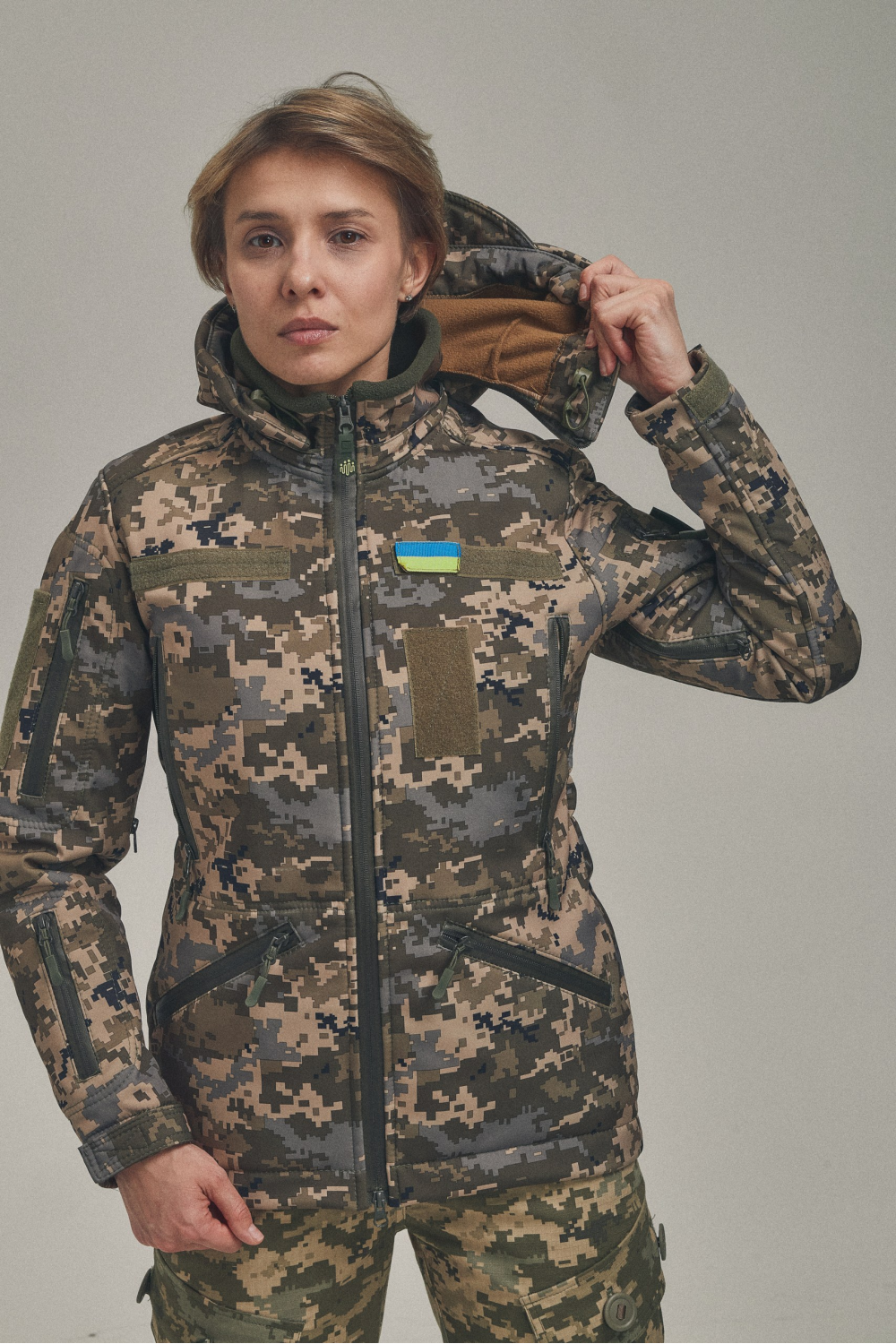 Зимова жіноча куртка Soft Shell 2 в 1 піксель